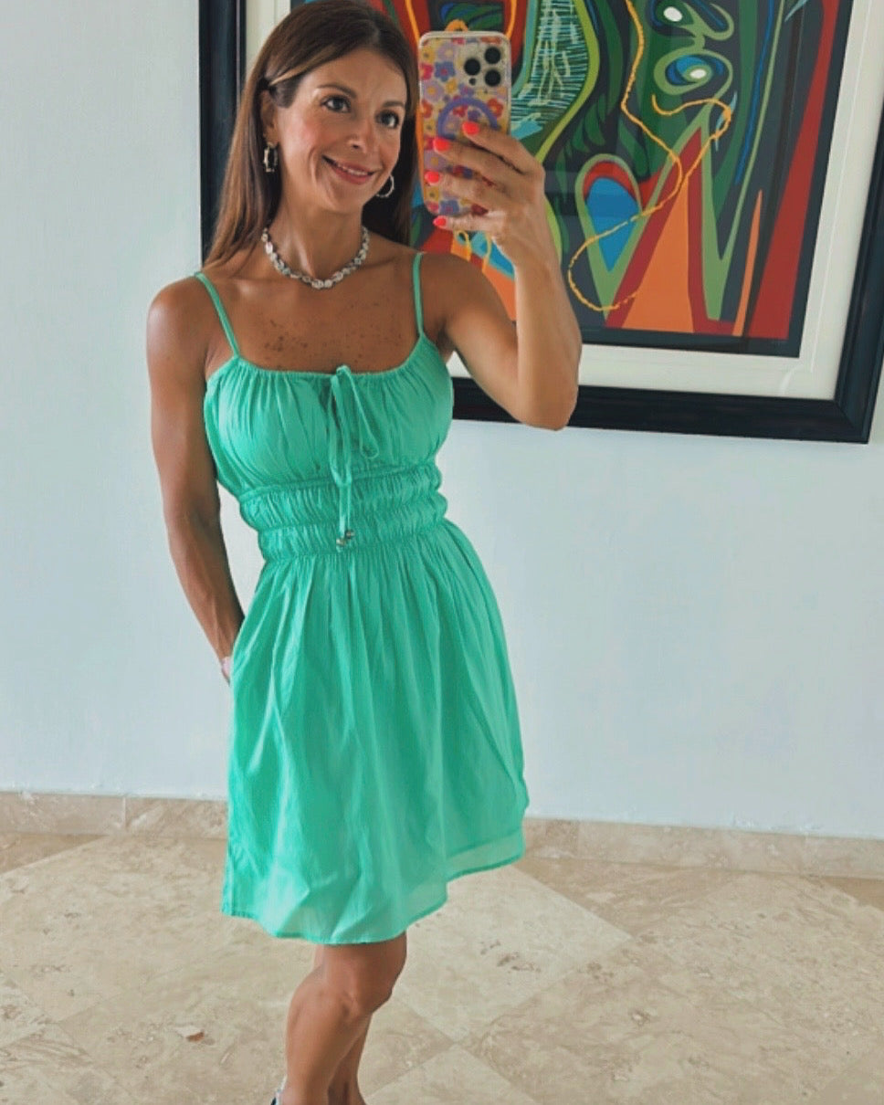 Green Smock Mini Dress