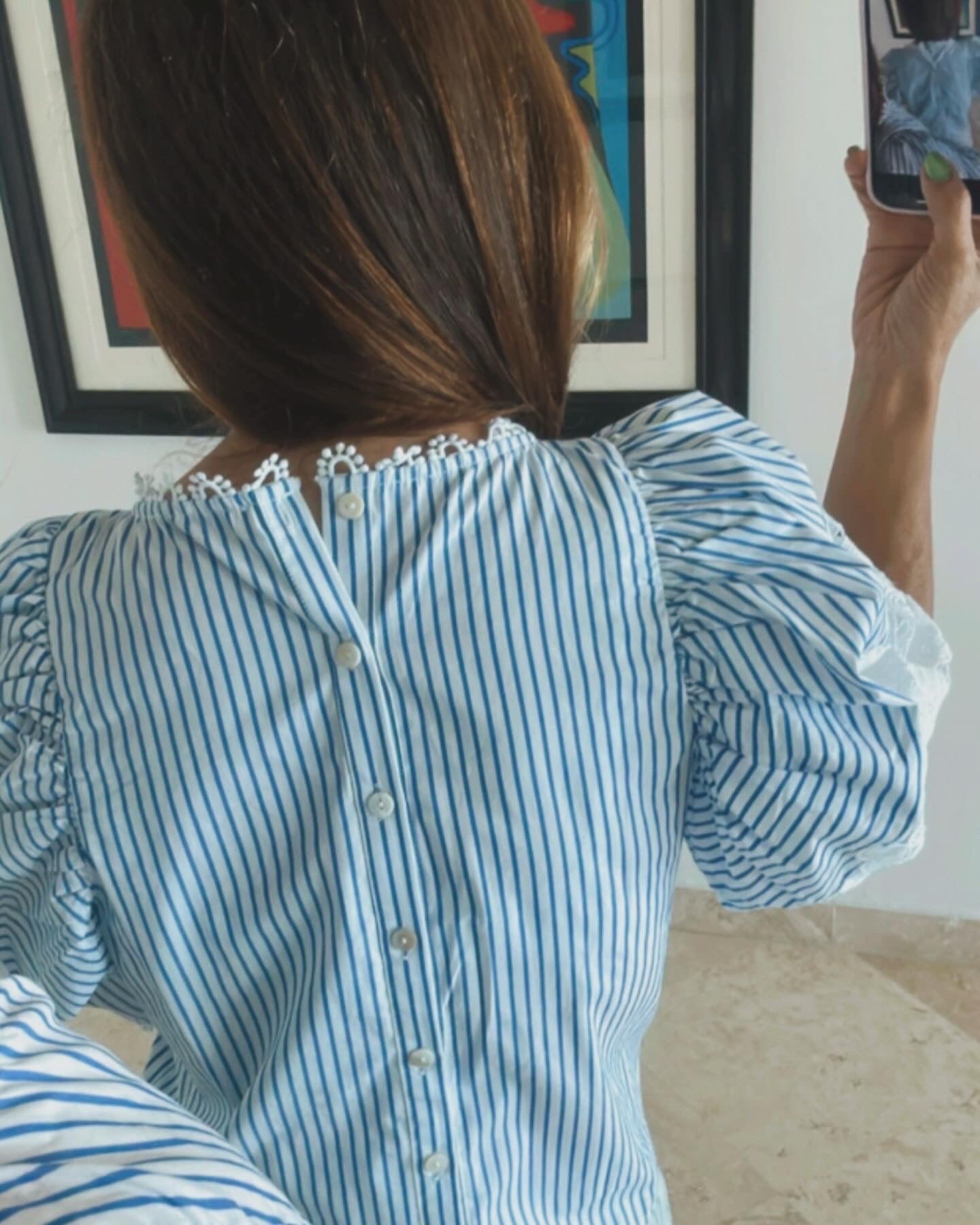 Blue Puff Sleeve Top