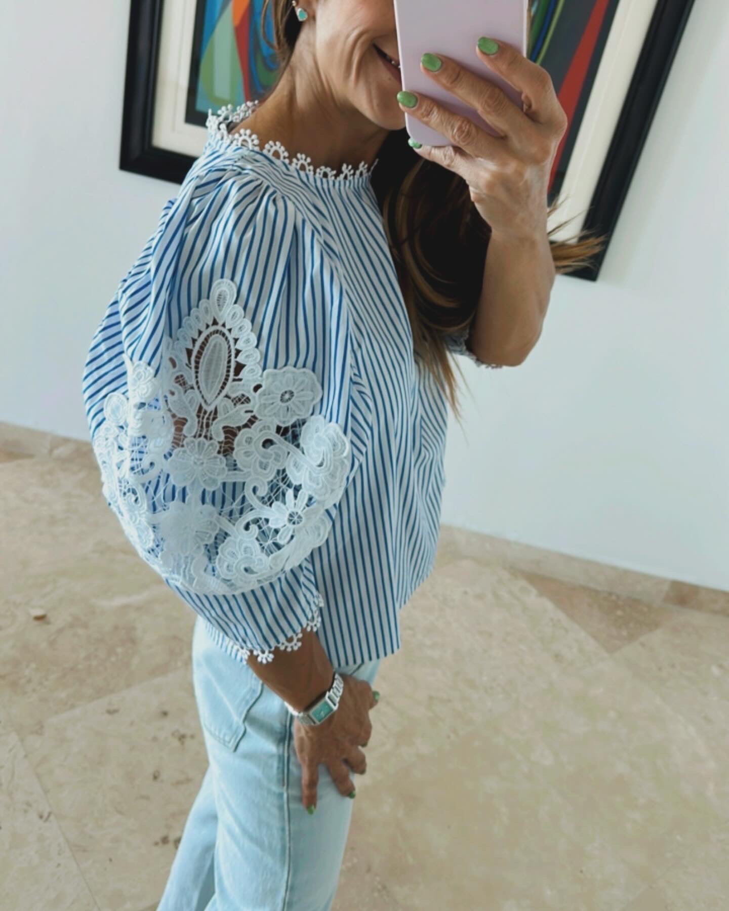 Blue Puff Sleeve Top