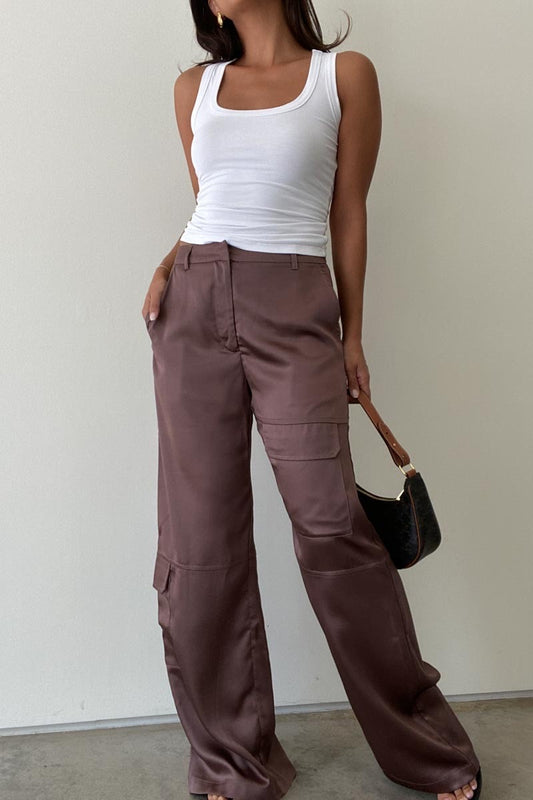 Satin Cargo Pants