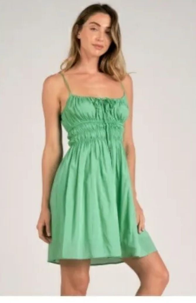 Green Smock Mini Dress