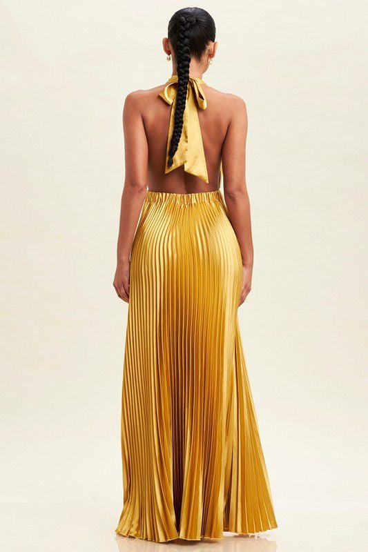 Gold Satin Plated Dress