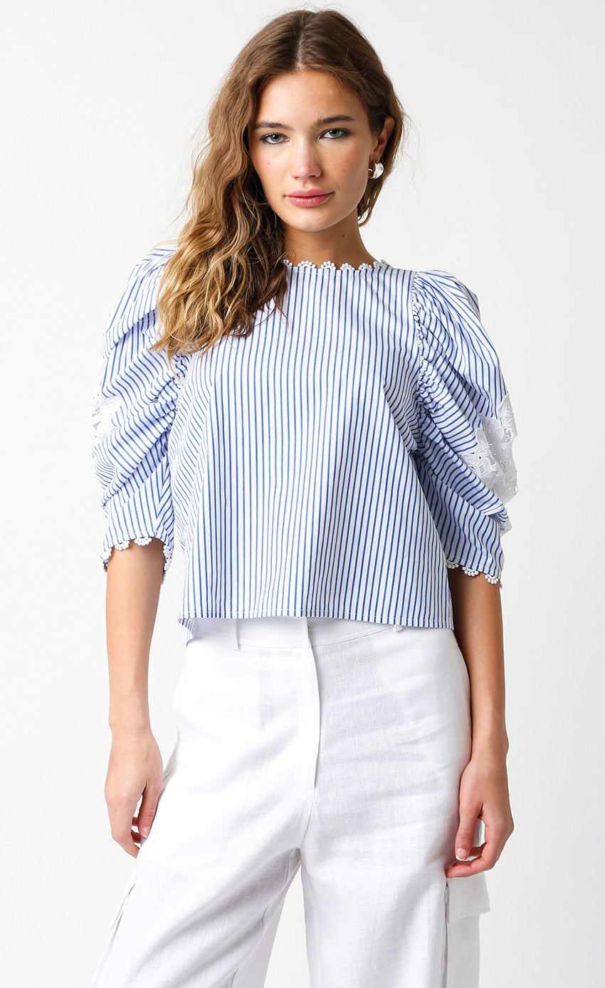 Blue Puff Sleeve Top