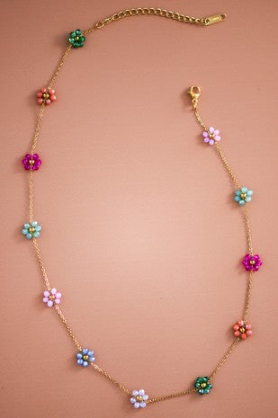 Colorful Flower Beads Necklace