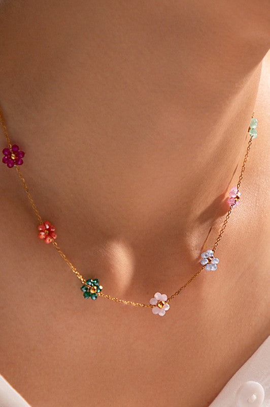 Colorful Flower Beads Necklace