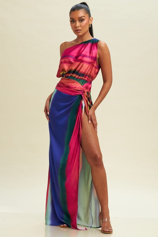 Rainbow Goddess Maxi Dress