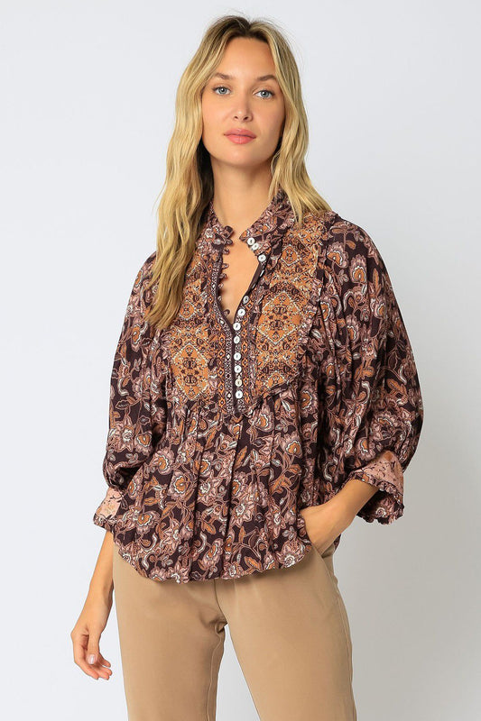 Plum Paisley Top